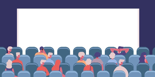 Gente en el cine. Personajes masculinos y femeninos de cine vista desde atrás