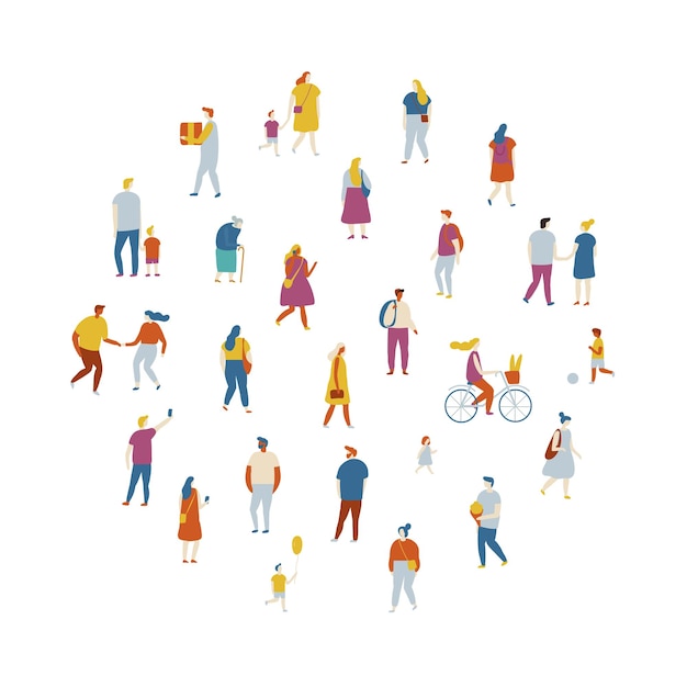 Gente de la ciudad multitud vector set diseño plano
