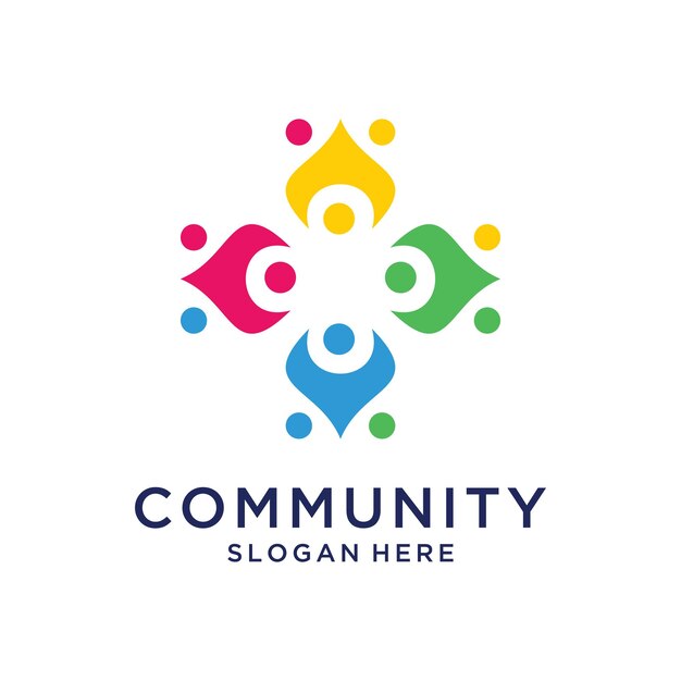 Gente colorida humana juntos logotipo de unidad familiar