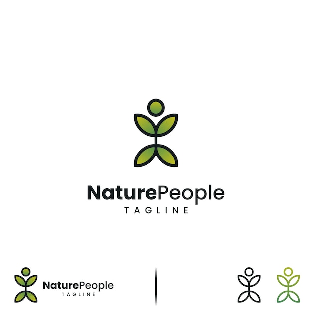 La gente se combina con el diseño del logotipo de la hoja sobre un fondo aislado, el concepto moderno, la naturaleza, el logotipo de la gente.