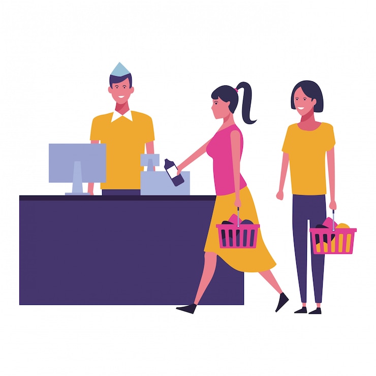 Vector gente comprando dibujos animados