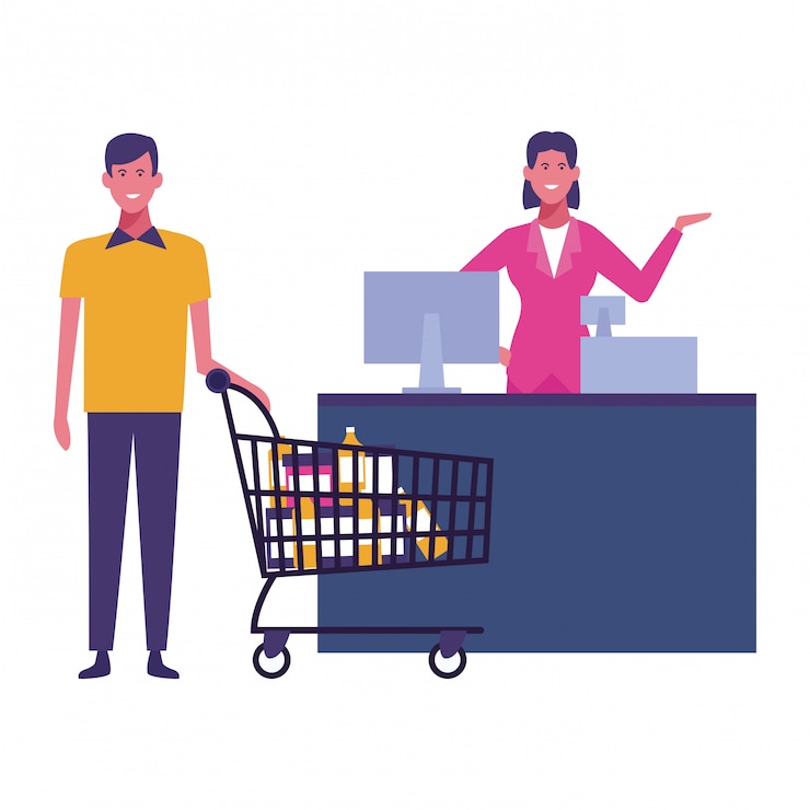 Vector gente comprando dibujos animados