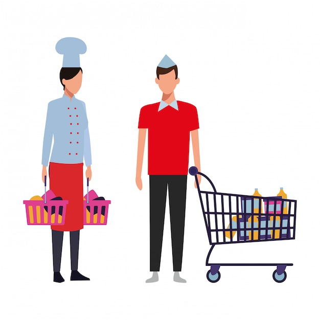 Gente de compras en el supermercado