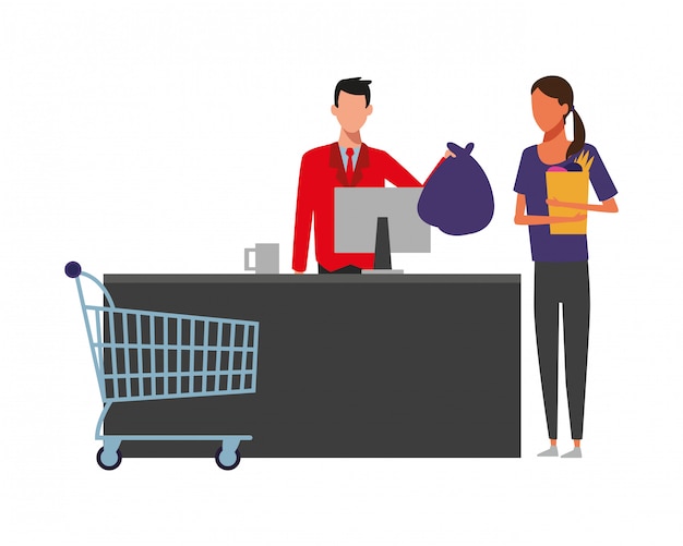 Gente de compras en el supermercado