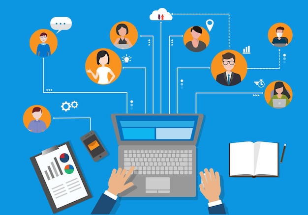 La gente conecta los elementos del rompecabezas de la idea de negocio Trabajo en equipo Vector de cooperación imagen