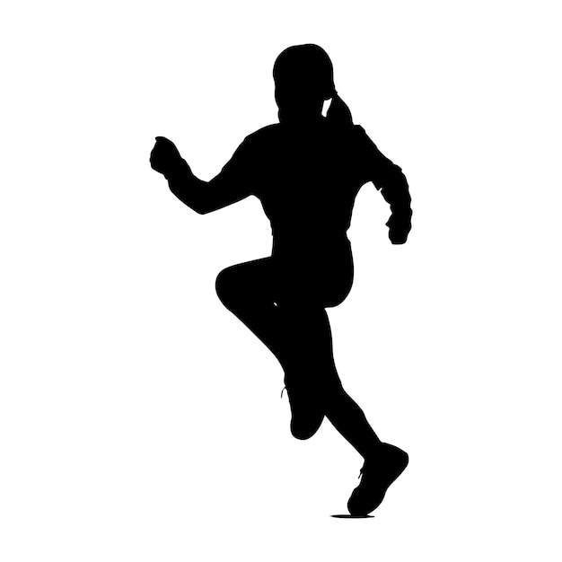gente corriendo silueta aislada negro sobre fondo blanco ilustración vectorial