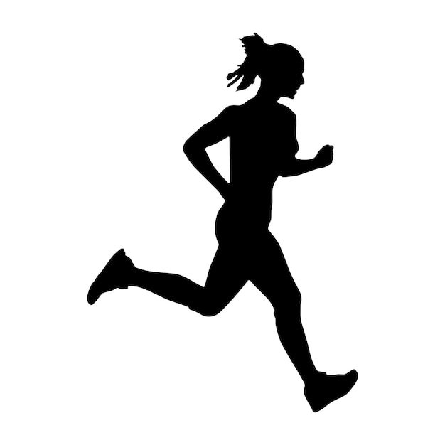 gente corriendo silueta aislada negro sobre fondo blanco ilustración vectorial