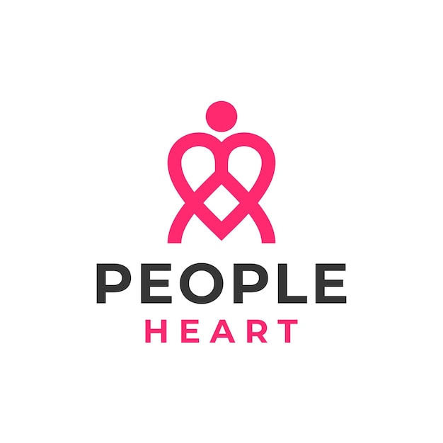 Gente creativa con icono de corazón Diseño de logotipo de estilo lineal