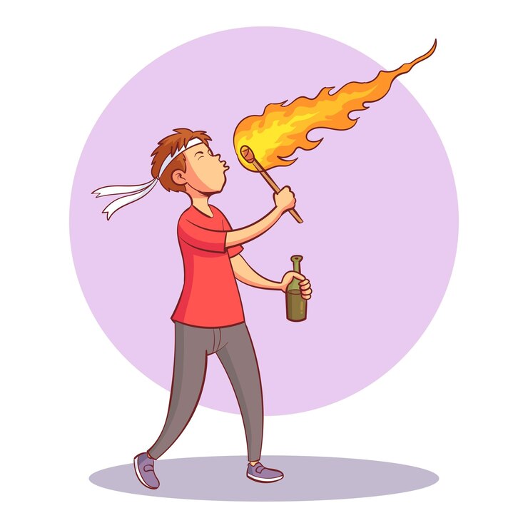 Vector gente dibujada a mano jugando atracciones de fuego