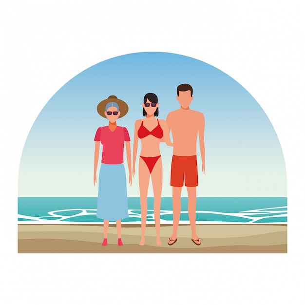 Gente de dibujos animados en vacaciones de verano