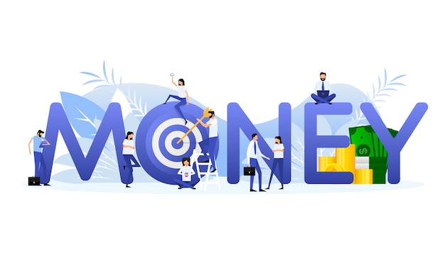 Gente de dinero en estilo plano Ilustración de vector de stock
