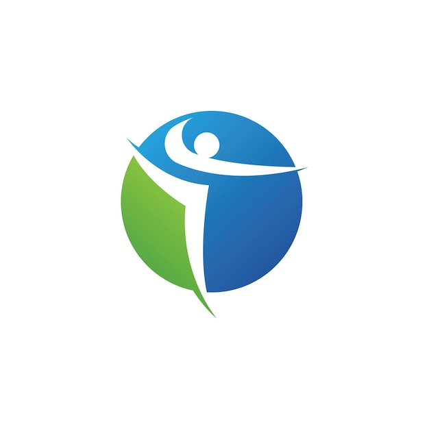 Gente divertida, vida sana, logotipo, plantilla, vector, icono