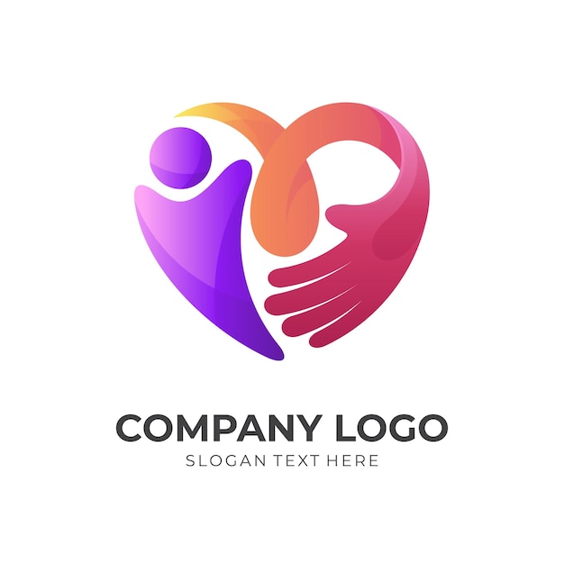 A la gente le encanta el concepto de logotipo y la combinación de logotipos de amor con un estilo colorido en 3d