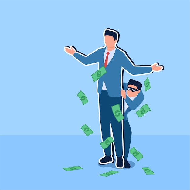 La gente se esconde detrás de los carteles de la gente rica una metáfora para hacer alarde de la riqueza para ponzi Ilustración conceptual plana simple