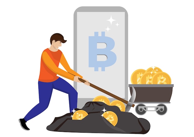 La gente está cavando agujeros en el suelo con palas para encontrar Bitcoin criptomoneda minería de monedas