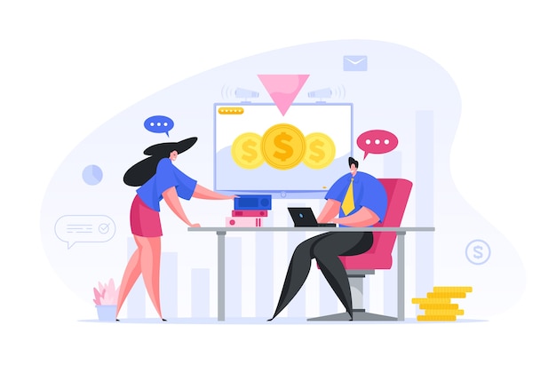 La gente está contando el concepto de beneficio de la empresa