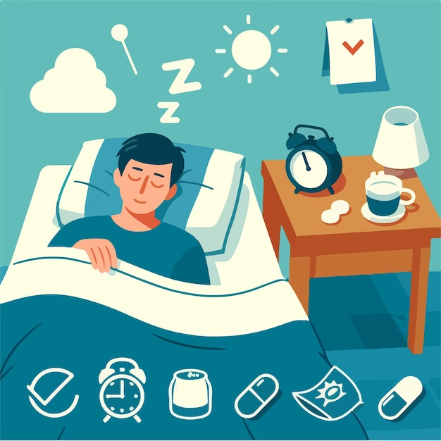 La gente está durmiendo en un estilo de diseño plano simple