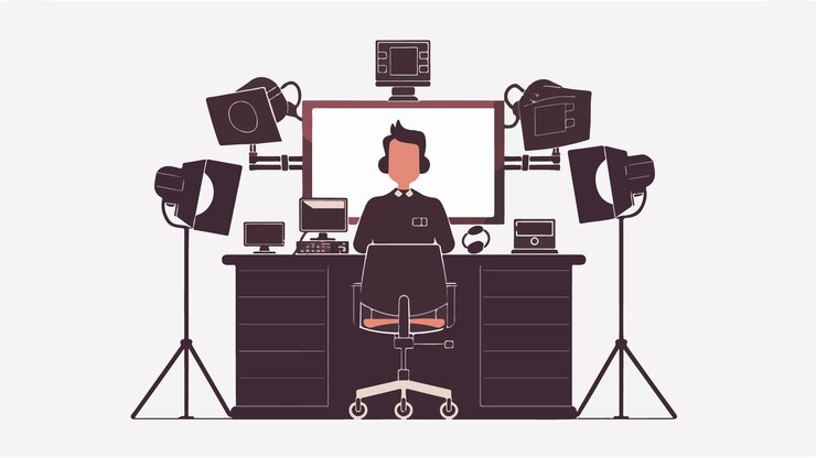 Vector la gente está hablando en un podcast sentada en una mesa cada una hablando en un micrófono