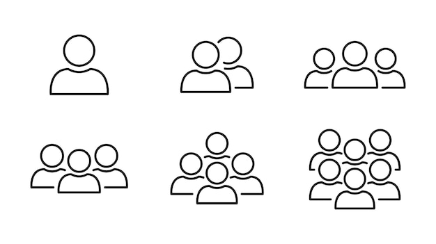 La gente establece el estilo de la línea del icono para el grupo la organización del equipo la población de la comunidad el miembro de la audiencia