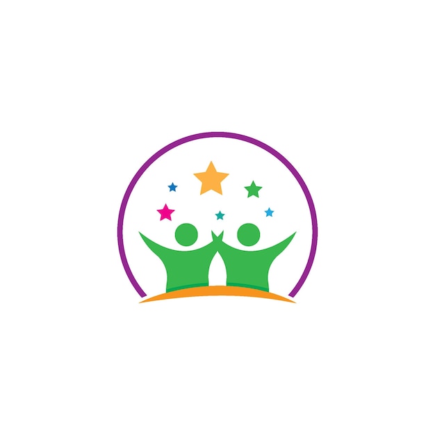 Gente estrella éxito salud y logotipo de empresa