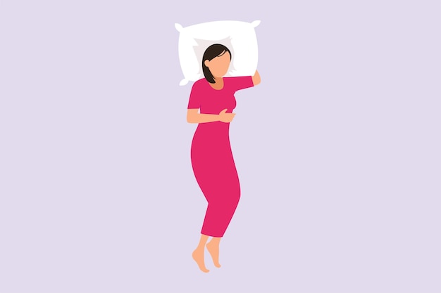 Vector gente feliz acostada con almohadas concepto de sueño profundo y hora de acostarse ilustración vectorial plana de color