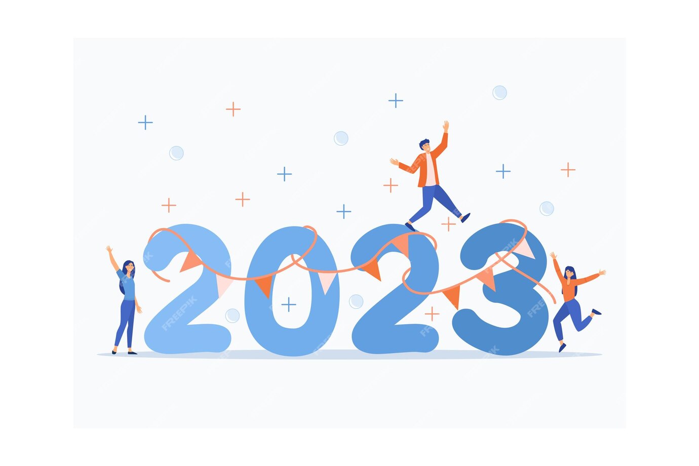 Feliz Vispera De Año Nuevo 2023 Gente de fiesta para celebrar la víspera de año nuevo de 2022 a 2023