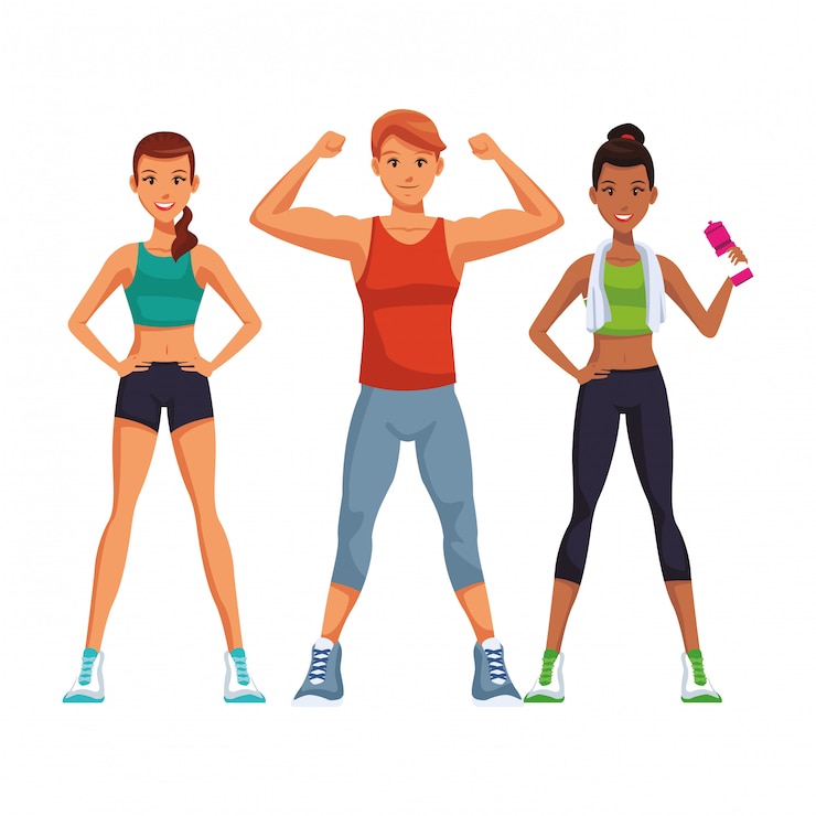 Vector gente en forma haciendo ejercicio