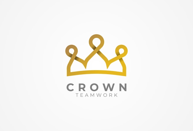 Gente del grupo de diseño del logotipo de la corona comunidad humana formando un icono de la corona elemento de plantilla del logotipo