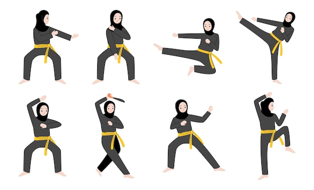 La gente hace pencak silat vector ilustración plana