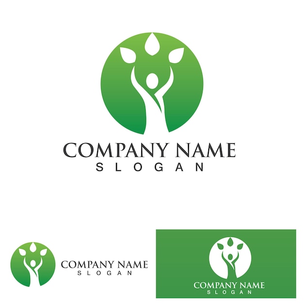 Gente hoja verde salud naturaleza logo