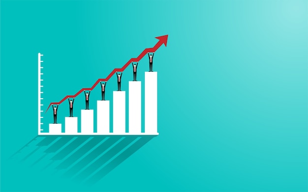 La gente del hombre de negocios levanta una flecha roja del gráfico