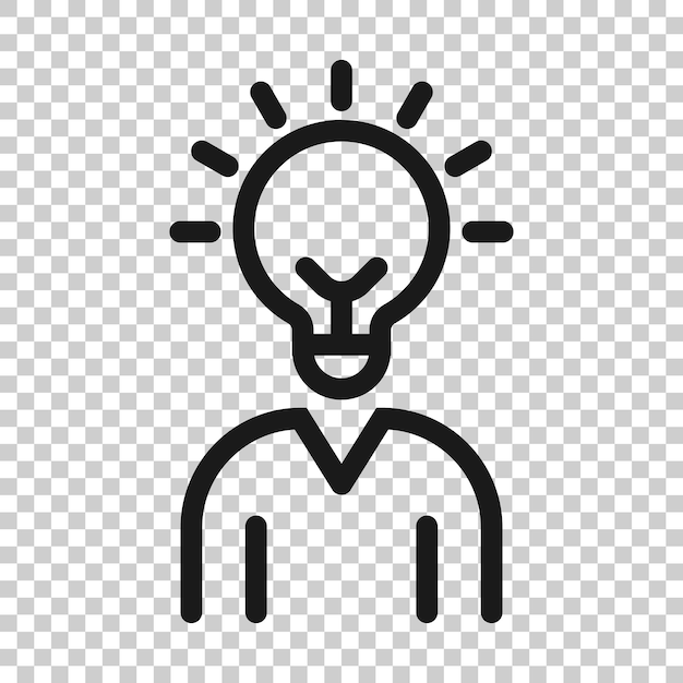 Gente con icono de bombilla en estilo plano idea colección vectorial ilustración en fondo blanco aislado concepto de negocio de mente cerebral