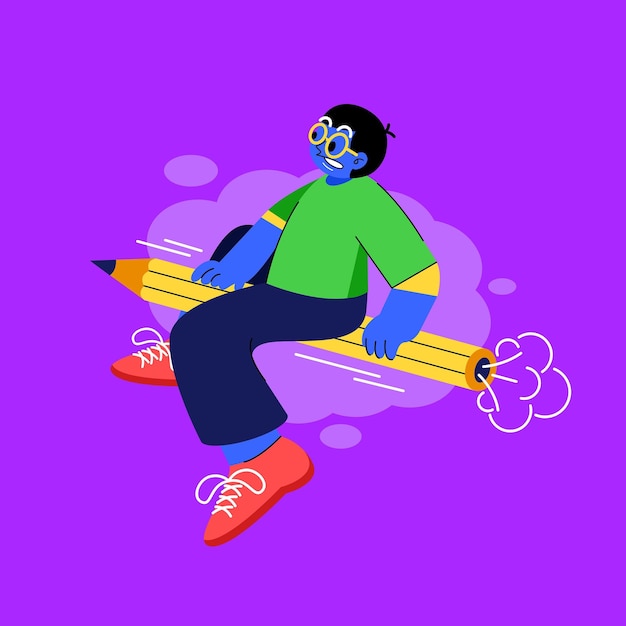 Gente con una ilustración vectorial plana en lápiz