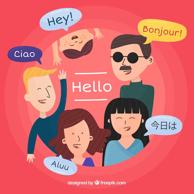 Gente internacional hablano idiomas diferentes