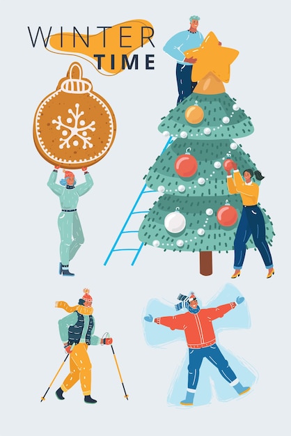 La gente de invierno se preparó para prepararse para la Navidad