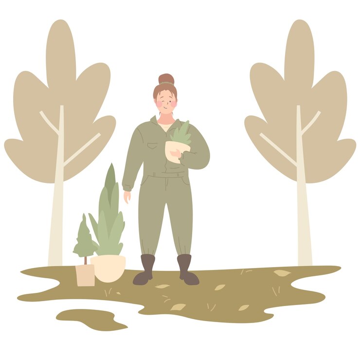 Vector gente jardinería ilustración escena 7