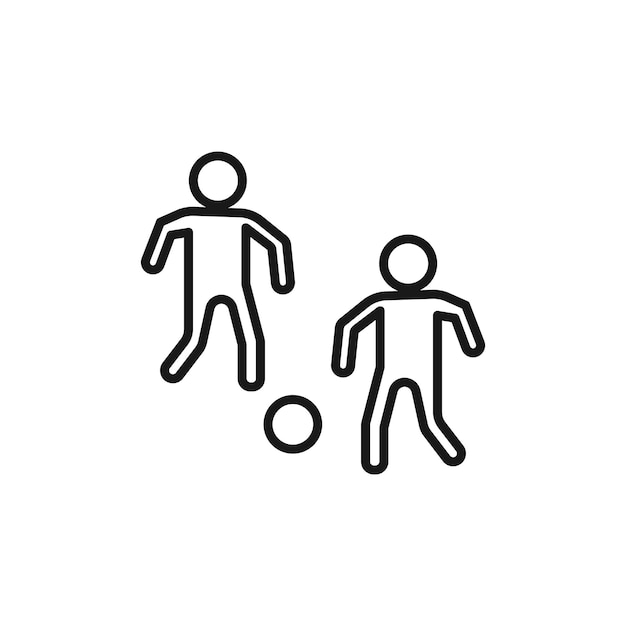 Gente jugando al icono de la línea de pelota aislado en fondo blanco