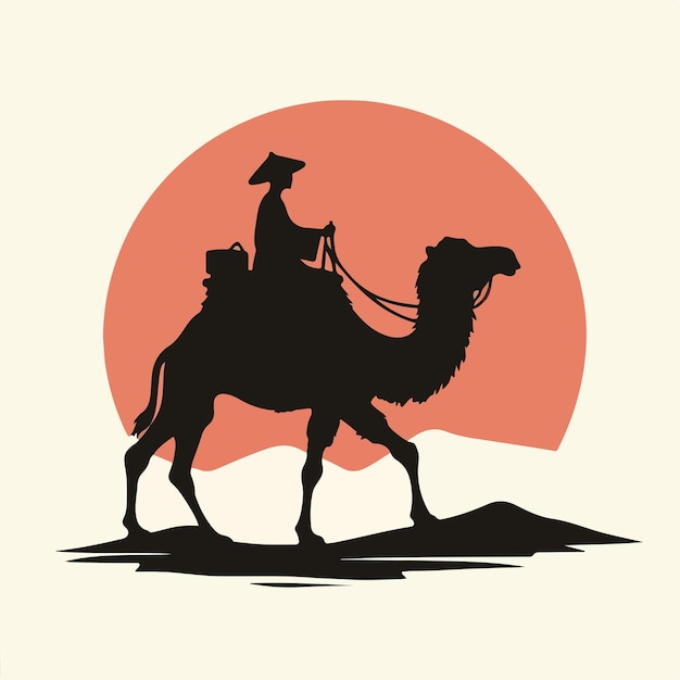 Vector la gente monta camellos con una silueta simple