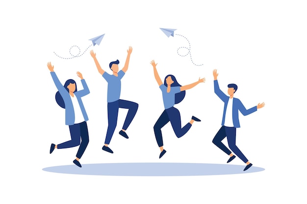 Gente de negocios elegante celebrando personajes ilustración de diseño moderno plano Vector Premium