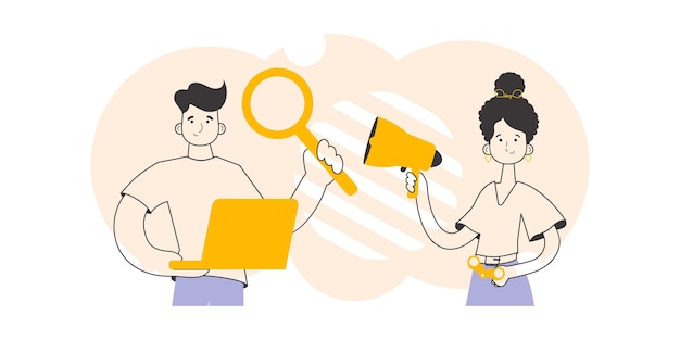 La gente de negocios está buscando personal Ilustración vectorial de estilo lineal
