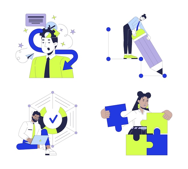 Gente de negocios innovadora conjunto de conceptos de ilustración 2D diversos
