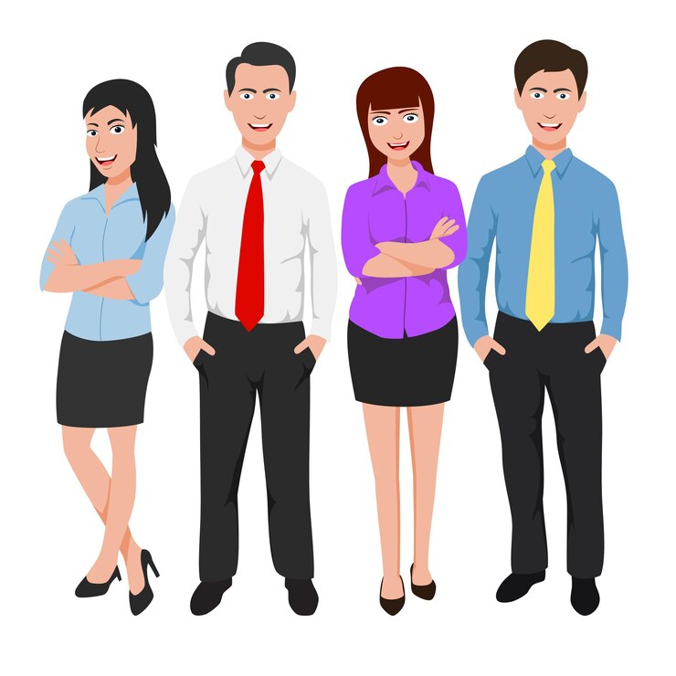 Vector gente de negocios trabajo en equipo personaje de dibujos animados ilustración vectorial