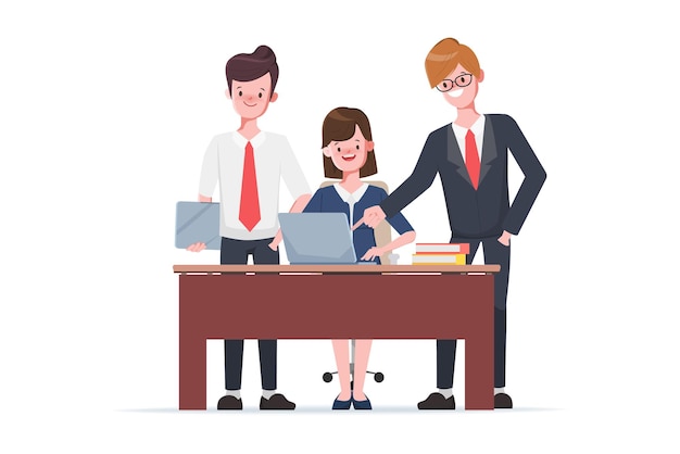 Gente de negocios trabajo en equipo personaje de oficina Colega trabajando juntos concepto