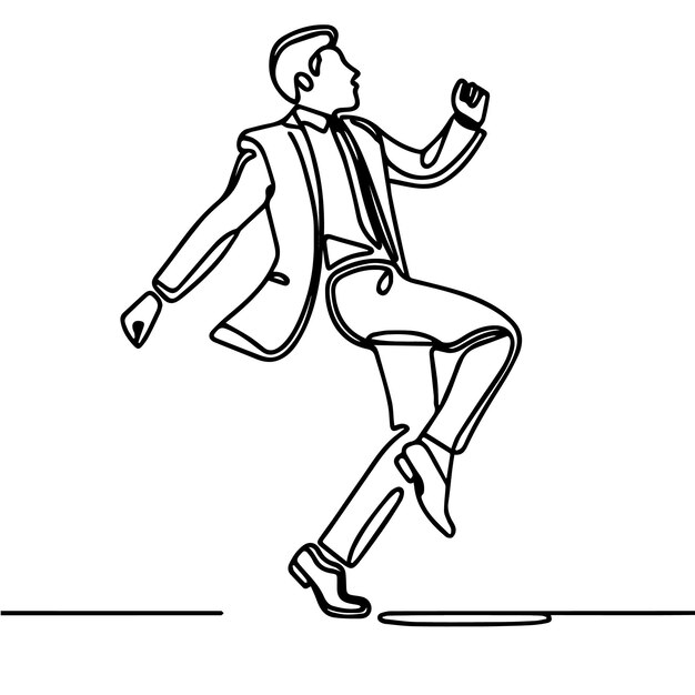 Gente de negocios vectorial bailando con un estilo de línea continua simple y fondo blanco