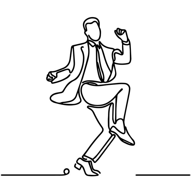 Gente de negocios vectorial bailando con un estilo de línea continua simple y fondo blanco