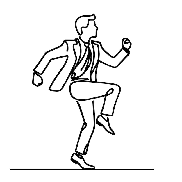 Gente de negocios vectorial bailando con un estilo de línea continua simple y fondo blanco