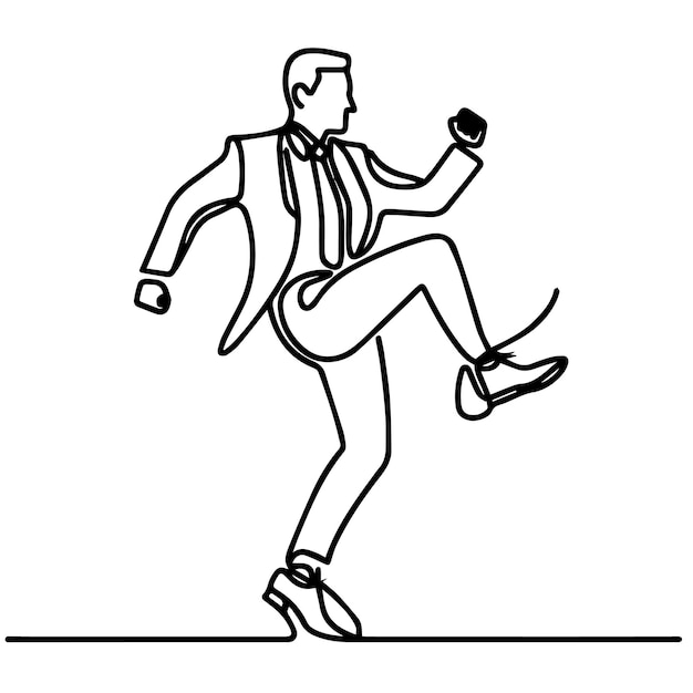 Gente de negocios vectorial bailando con un estilo de línea continua simple y fondo blanco