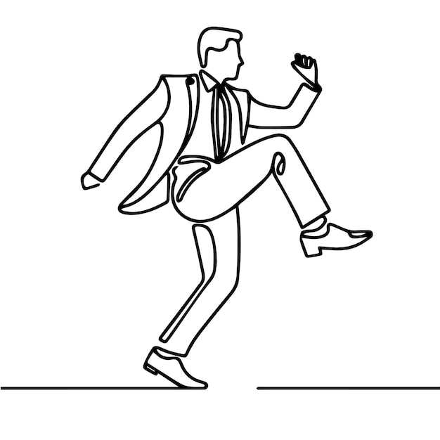 Gente de negocios vectorial bailando con un estilo de línea continua simple y fondo blanco