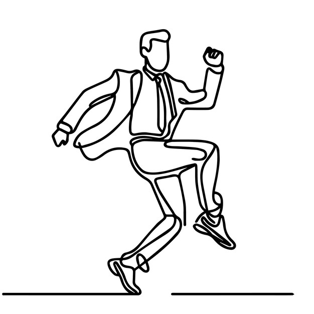 Gente de negocios vectorial bailando con un estilo de línea continua simple y fondo blanco