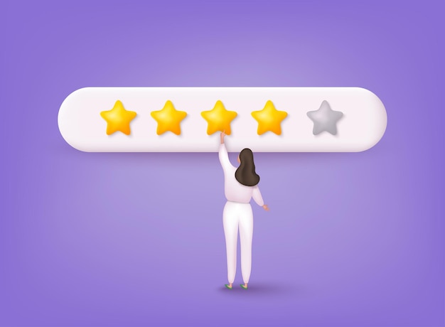 Gente Personajes que dan comentarios de cinco estrellas Vector conceptos de reseñas de clientes